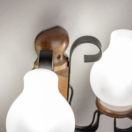 Brilagi - Vägglampa RUSTIC 2xE14/40W/230V bok/valnöt