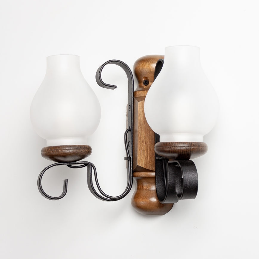 Brilagi - Vägglampa RUSTIC 2xE14/40W/230V bok/valnöt