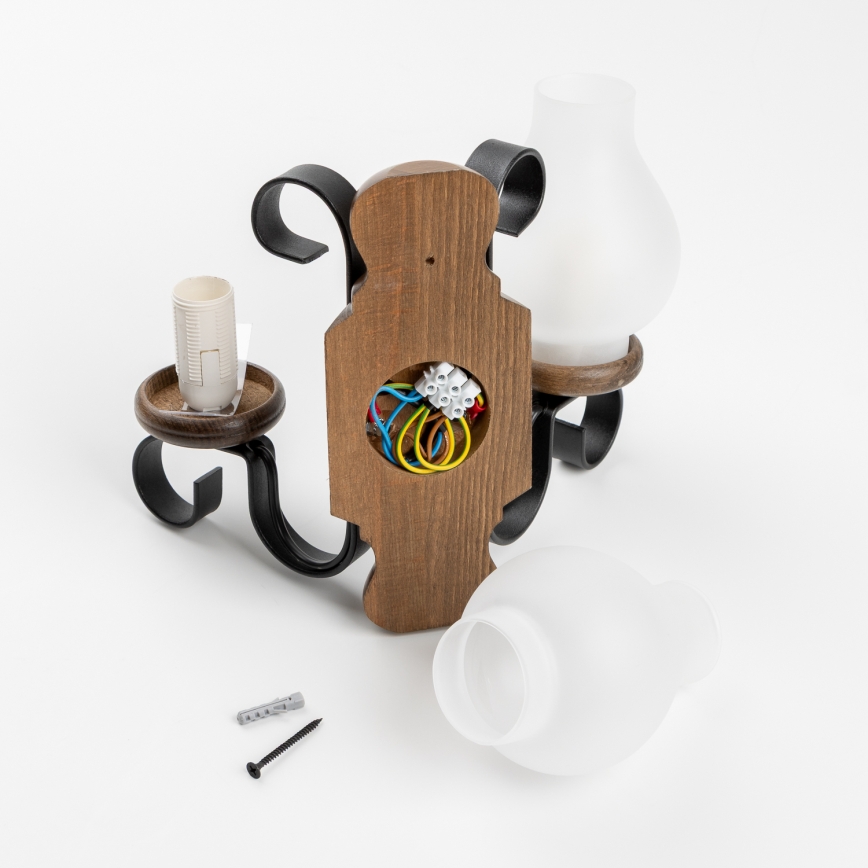 Brilagi - Vägglampa RUSTIC 2xE14/40W/230V bok/valnöt