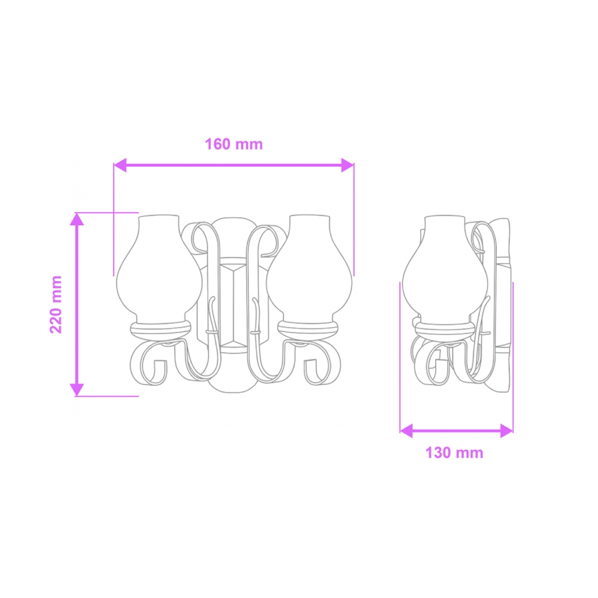 Brilagi - Vägglampa RUSTIC 2xE14/40W/230V bok/valnöt
