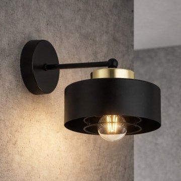 Brilagi - Vägglampa SPRING 1xE27/60W/230V svart/guld