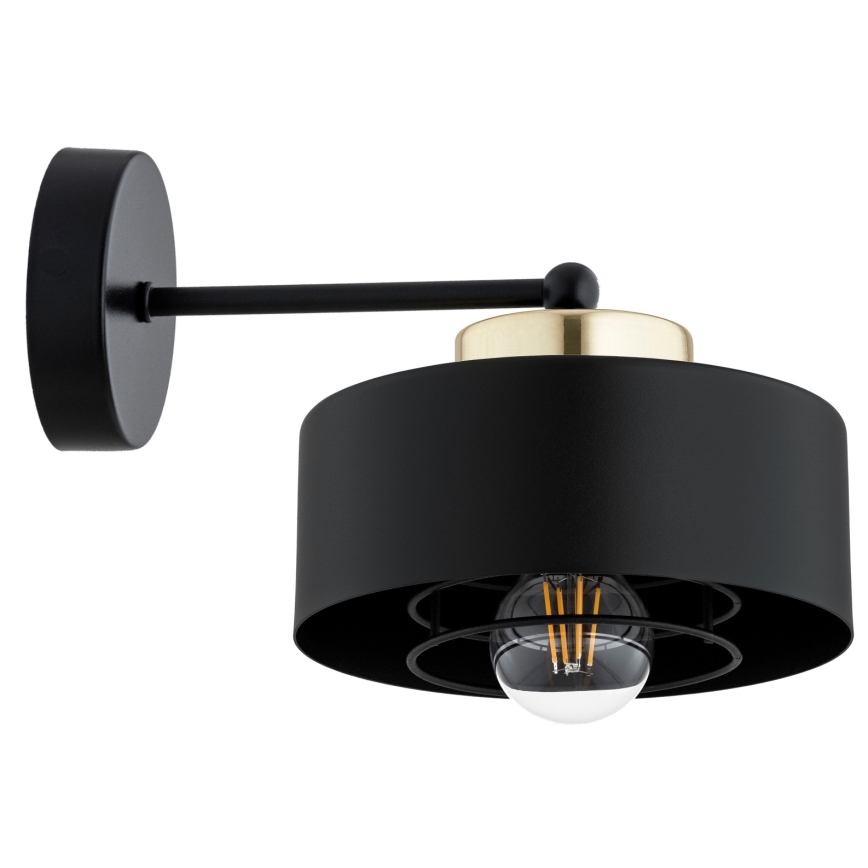 Brilagi - Vägglampa SPRING 1xE27/60W/230V svart/guld