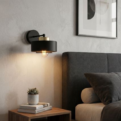 Brilagi - Vägglampa SPRING 1xE27/60W/230V svart/guld