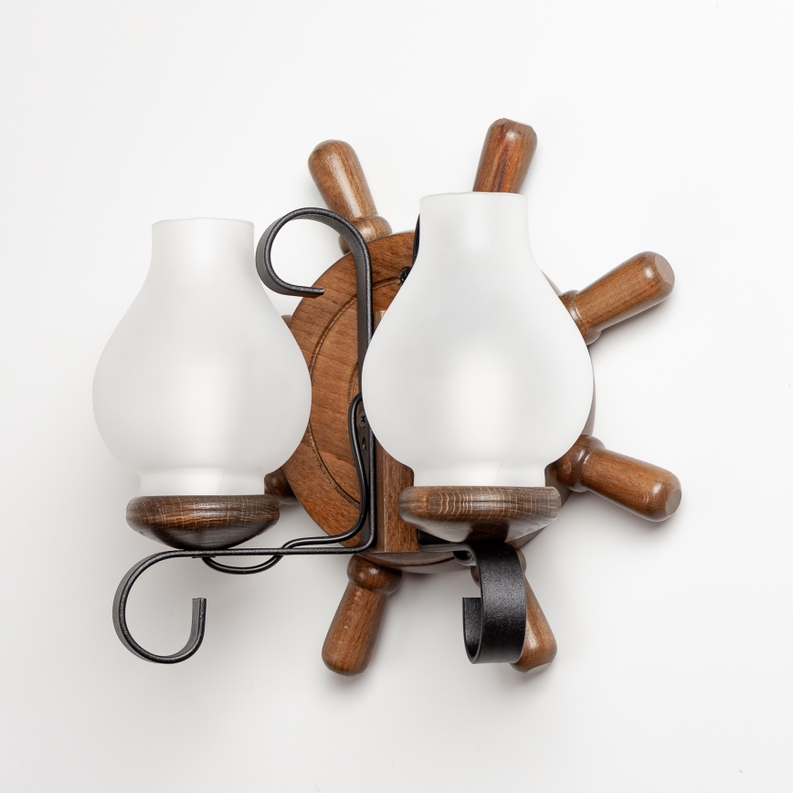 Brilagi - Vägglampa TIMONA 2xE14/40W/230V bok/valnöt