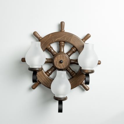 Brilagi - Vägglampa TIMONA 3xE14/40W/230V bok/valnöt