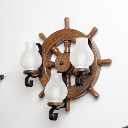 Brilagi - Vägglampa TIMONA 3xE14/40W/230V bok/valnöt