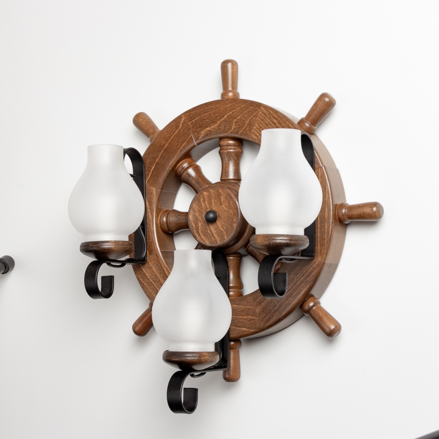 Brilagi - Vägglampa TIMONA 3xE14/40W/230V bok/valnöt