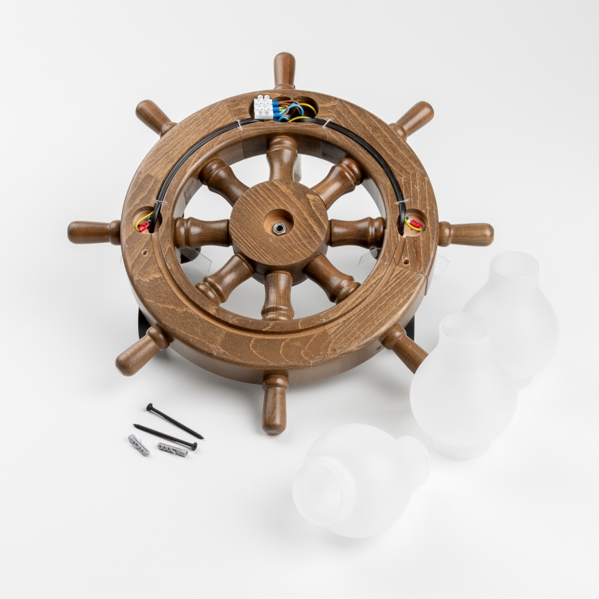 Brilagi - Vägglampa TIMONA 3xE14/40W/230V bok/valnöt