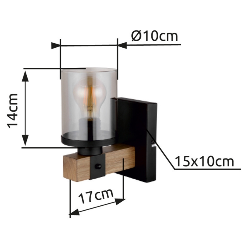 Brilagi - Vägglampa VISTA 1xE27/60W/230V ek