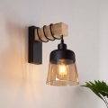 BRILAGI - Vägglampa WOOD GLASS 1xE27/60W/230V furu/svart/rökbrun