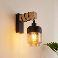 BRILAGI - Vägglampa WOOD GLASS 1xE27/60W/230V furu/svart/rökbrun