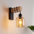 BRILAGI - Vägglampa WOOD GLASS 1xE27/60W/230V furu/svart/rökbrun
