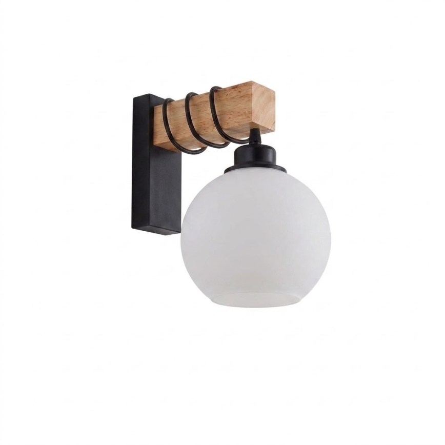 BRILAGI - Vägglampa WOOD GLASS 1xE27/60W/230V furu/svart/vit