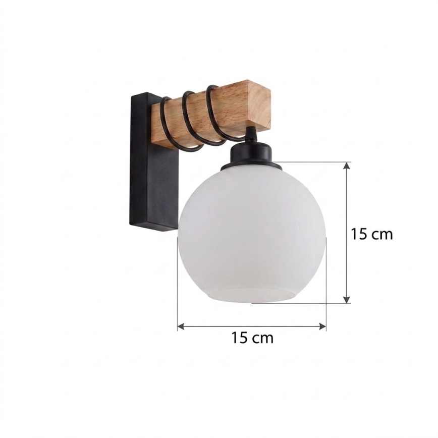 BRILAGI - Vägglampa WOOD GLASS 1xE27/60W/230V furu/svart/vit