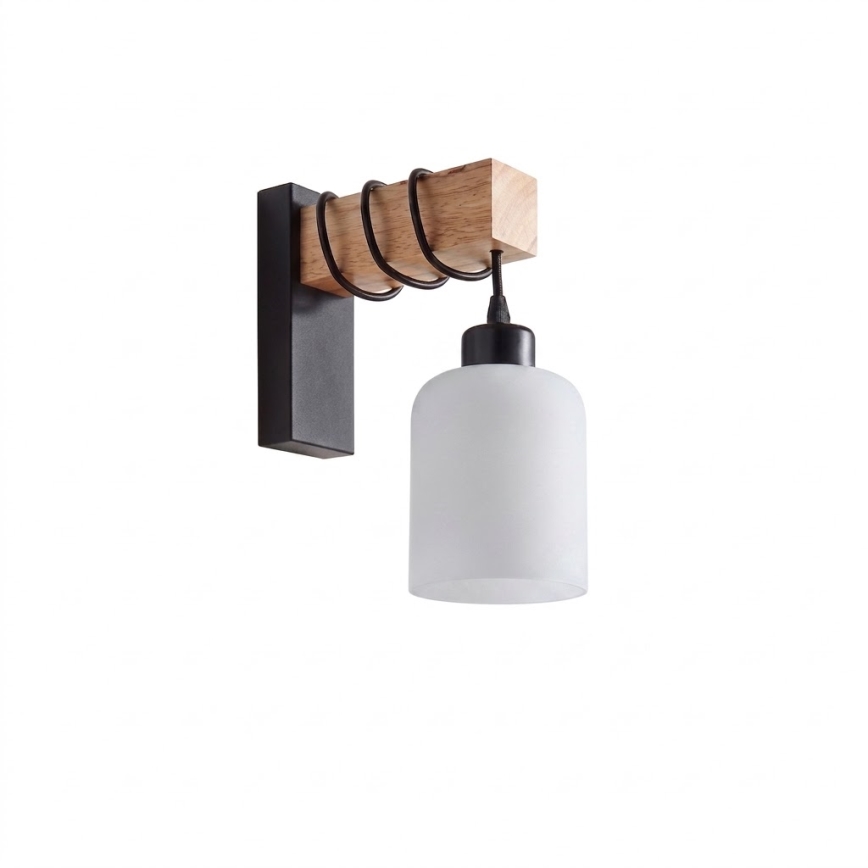 BRILAGI - Vägglampa WOOD GLASS 1xE27/60W/230V furu/svart/vit
