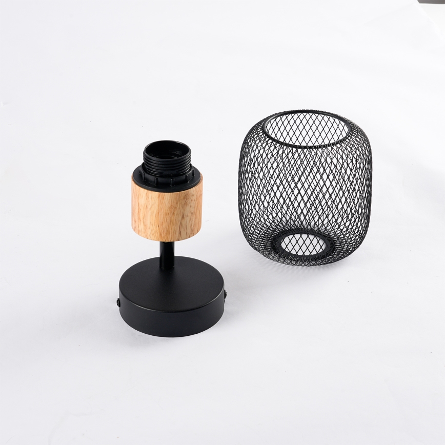 Brilagi - Väggspot BASKLITE 1xE27/15W/230V gummiträ/svart