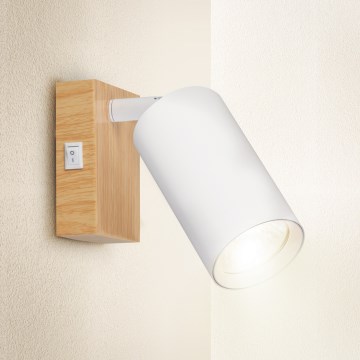 Brilagi - Väggspot med strömbrytare SELE 1x GU10/30W/230V vit/ekdekor