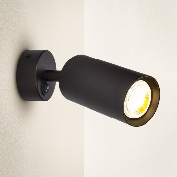 Brilagi - Väggspot med strömbrytare SELE 1xGU10/30W/230V svart