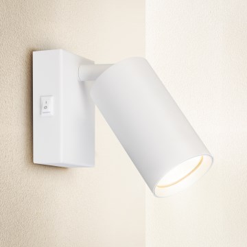 Brilagi - Väggspot med strömbrytare SELE 1xGU10/30W/230V vit