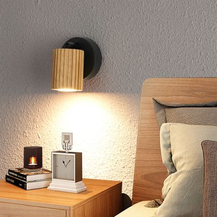 Brilagi - Väggspot MODERN WOOD 1xGU10/8W/230V trä/svart