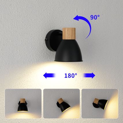 Brilagi - Väggspot ODENSE 1xE14/10W/230V trä/svart