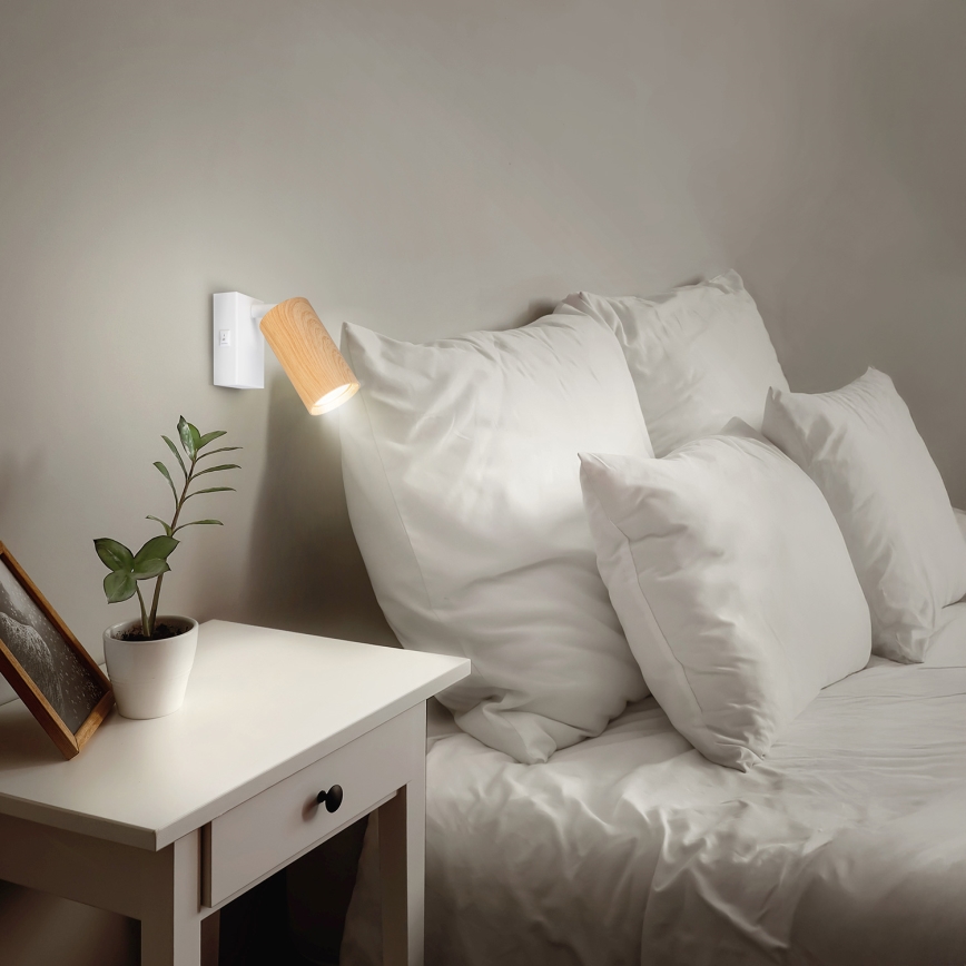 Brilagi - Väggspot med strömbrytare SELE 1xGU10/30W/230V vit/ekdekor