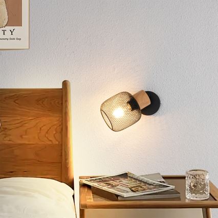 Brilagi - Väggspotlight BASKLITE 1xE27/15W/230V trä/svart
