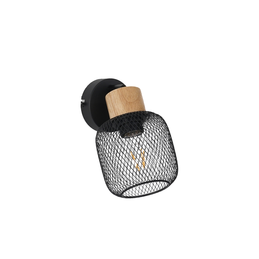 Brilagi - Väggspotlight BASKLITE 1xE27/15W/230V trä/svart