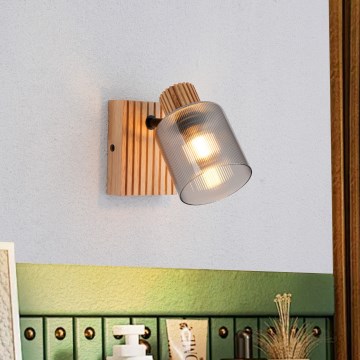 Brilagi - Väggspotlight HYGGE 1xE14/15W/230V trä/rökfärgad