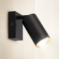 Brilagi - Väggspotlight med strömbrytare SELE 1xGU10/30W/230V svart/guld