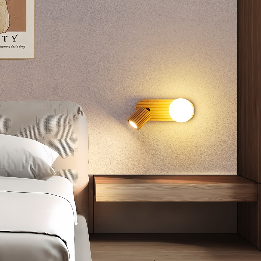 Brilagi - Väggspot MODERN WOOD 1xG9/5W/230V + 1xGU10/8W trä