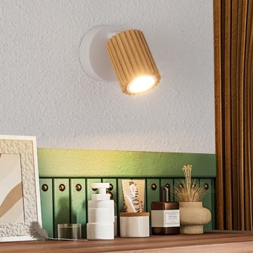 Brilagi - Väggspotlight MODERN WOOD 1xGU10/8W/230V trä/vit