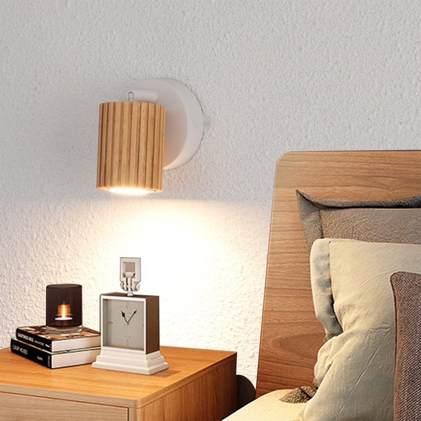 Brilagi - Väggspotlight MODERN WOOD 1xGU10/8W/230V trä/vit