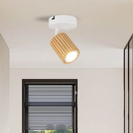 Brilagi - Väggspotlight MODERN WOOD 1xGU10/8W/230V trä/vit