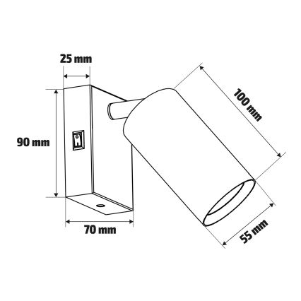 Brilagi - Väggspotlight SELE 1xGU10/30W/230V svart/ekdekor