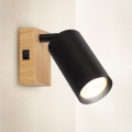 Brilagi - Väggspotlight SELE med strömbrytare 1xGU10/30W/230V svart/ek-dekor