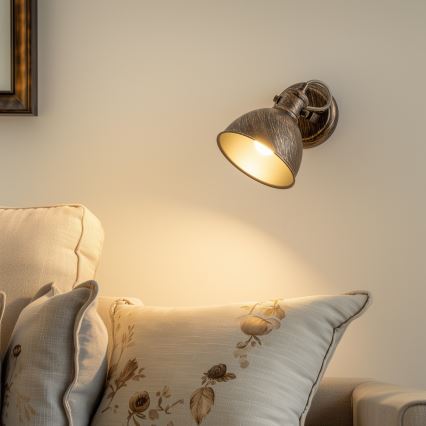 Brilagi - Väggspotlight TECHNO 1xE27/60W/230V brons/patina