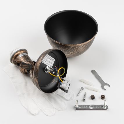 Brilagi - Väggspotlight TECHNO 1xE27/60W/230V brons/patina