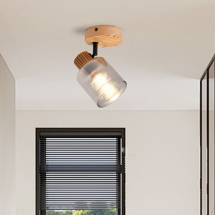 Brilagi - Väggspott HYGGE 1xE14/15W/230V gummiträ/rökfärgad