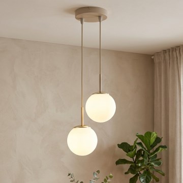 Brilagi - Vajerupphängd taklampa 2xE27/60W/230V beige/guld