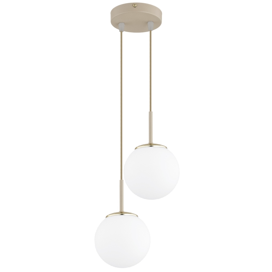 Brilagi - Vajerupphängd taklampa 2xE27/60W/230V beige/guld