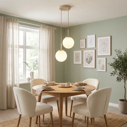Brilagi - Vajerupphängd taklampa 2xE27/60W/230V beige/guld