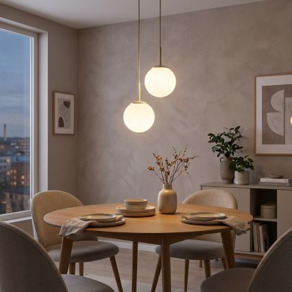Brilagi - Vajerupphängd taklampa 2xE27/60W/230V beige/guld
