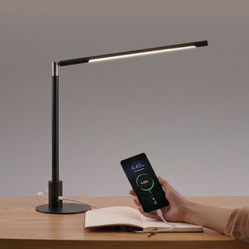 Brilagi - LED dimbar beröringsstyrd bordslampa med USB-portar VARIO LED/7W/230V 3000-6500K CRI 96 svart