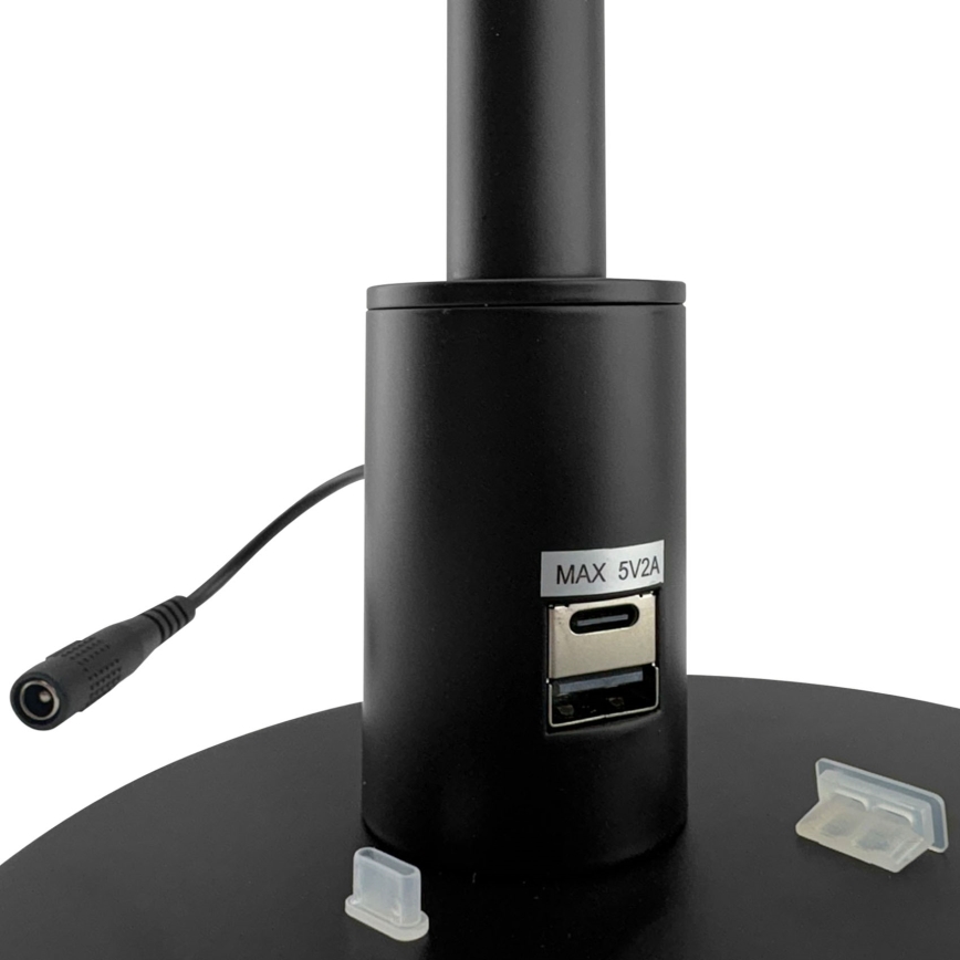 Brilagi - LED dimbar beröringsstyrd bordslampa med USB-portar VARIO LED/7W/230V 3000-6500K CRI 96 svart