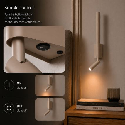 BRILAGI - VIXON väggmonterad LED-spot, LED/3W/230V + LED/5W, beige, CRI 90
