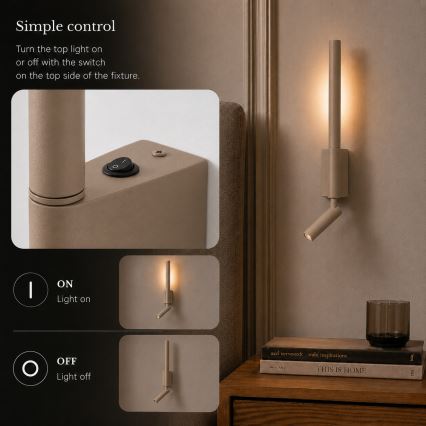 BRILAGI - VIXON väggmonterad LED-spot, LED/3W/230V + LED/5W, beige, CRI 90