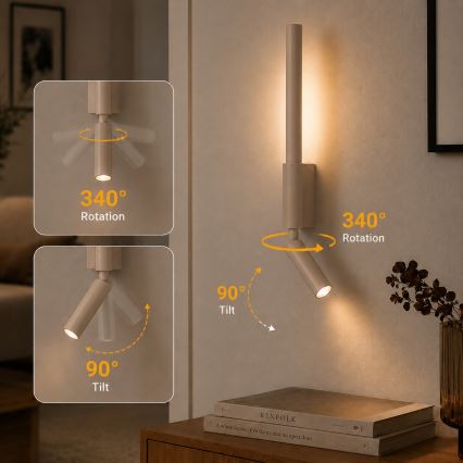 BRILAGI - VIXON väggmonterad LED-spot, LED/3W/230V + LED/5W, beige, CRI 90