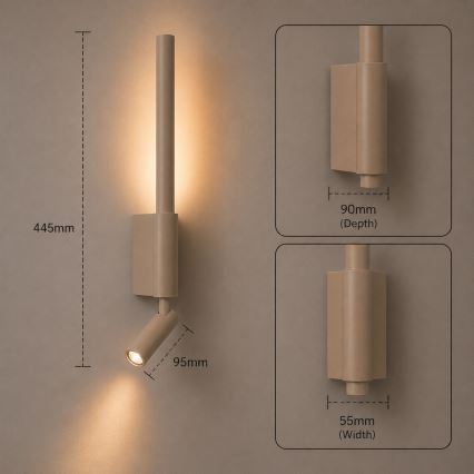 BRILAGI - VIXON väggmonterad LED-spot, LED/3W/230V + LED/5W, beige, CRI 90