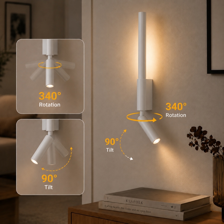 BRILAGI - VIXON väggspot LED/3W/230V + LED/5W vit CRI 90